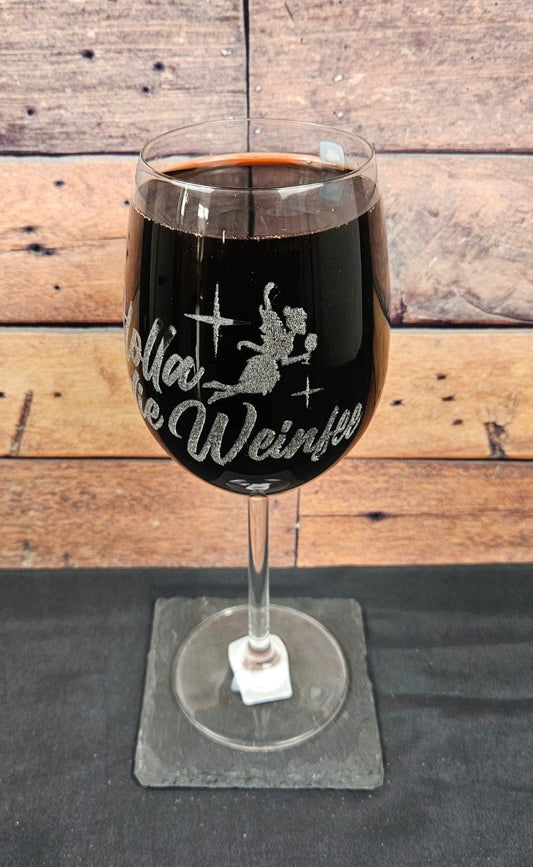 Weinglas mit Gravur "Holla die Weinfee"