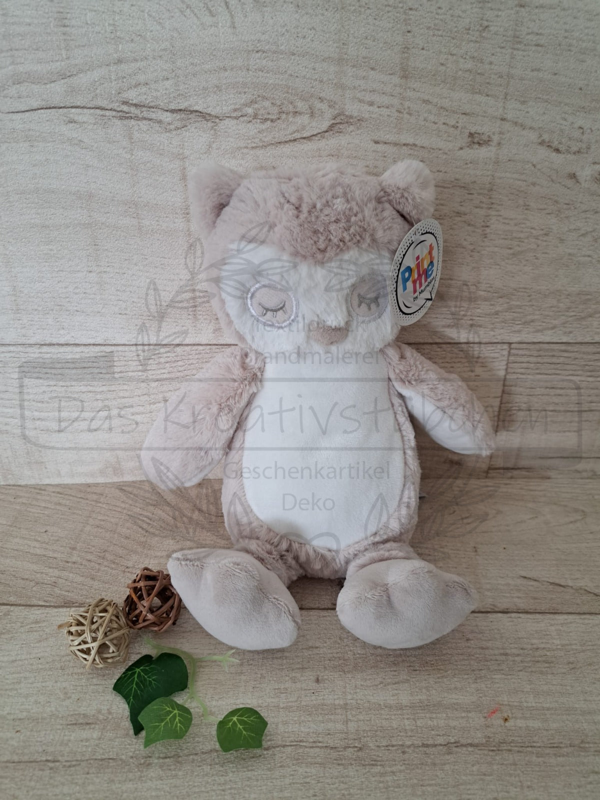 Kuscheltier mit Personalisierung - Löwe/Lamm/Faultier/Eule mit Name & Geburtsdaten