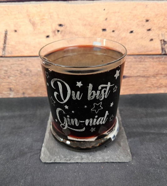 Gin Glas Gin Tonic mit Gravur "Du bist Gin-nial"