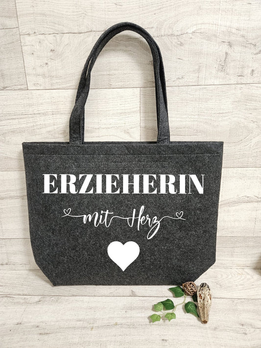 Tasche Filz-Shopper "Erzieherin mit Herz"