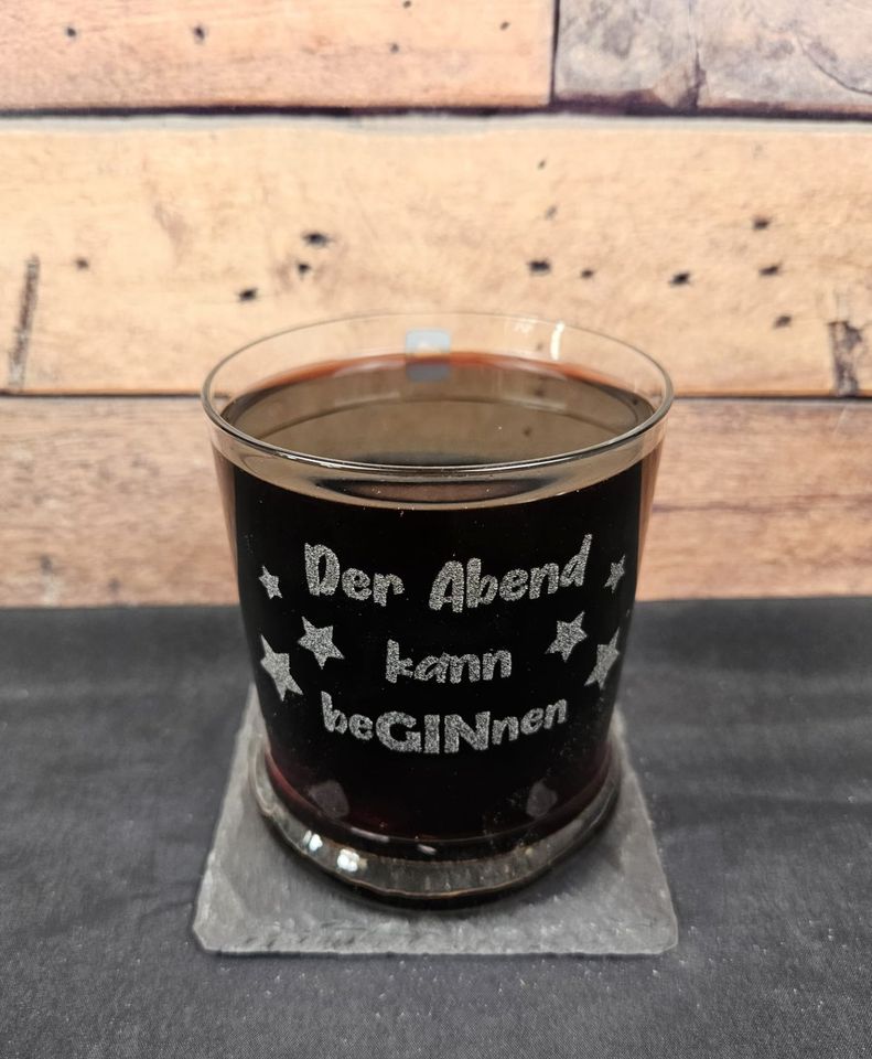 Gin Glas Gin Tonic Glas mit Gravur "Der Abend kann beGINnen"