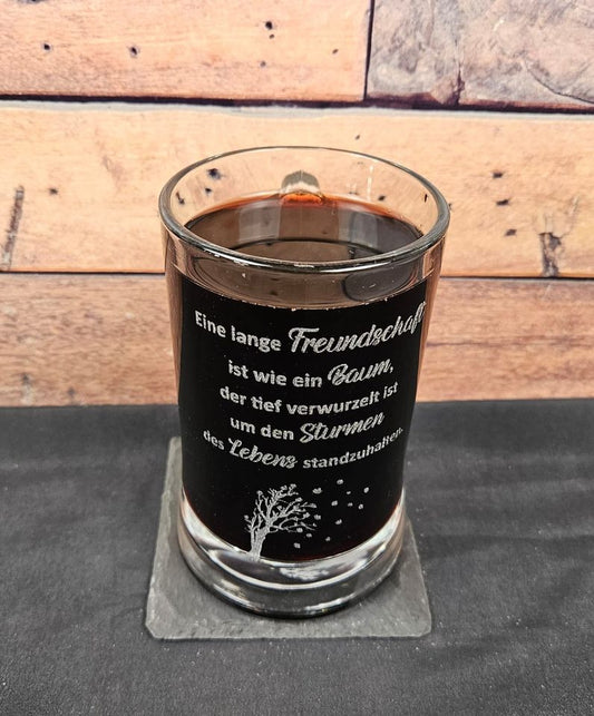 Bierglas  Bierkrug mit Gravur "Für lange Freundschaft....."
