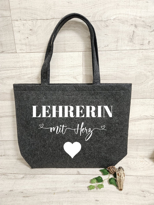 Tasche Filz-Shopper "Lehrerin mit Herz"