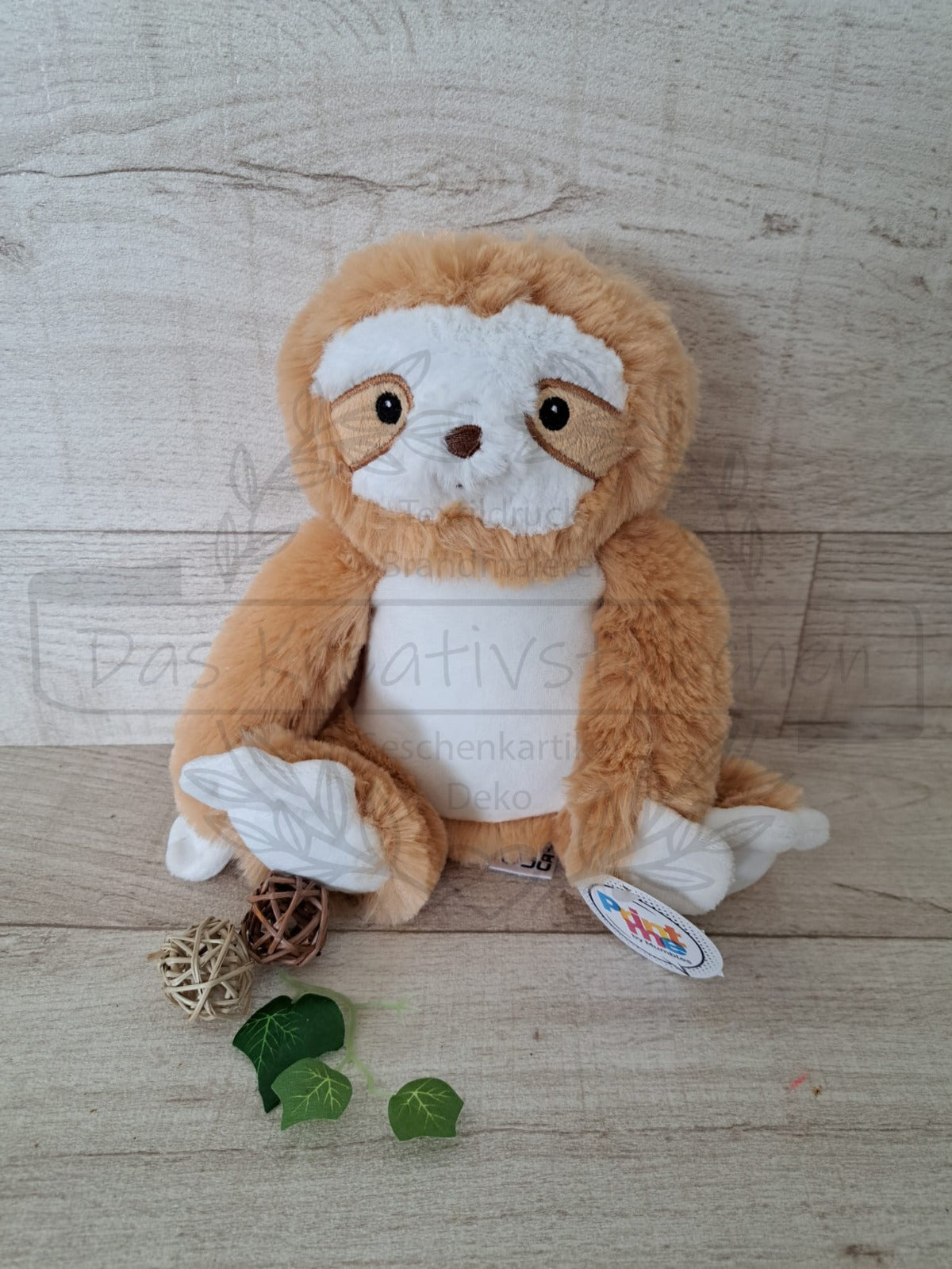 Kuscheltier mit Personalisierung - Löwe/Lamm/Faultier/Eule mit Name & Geburtsdaten
