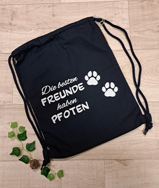 Gym Bag Turnbeutel mit Spruch "Die besten Freunde haben Pfoten"