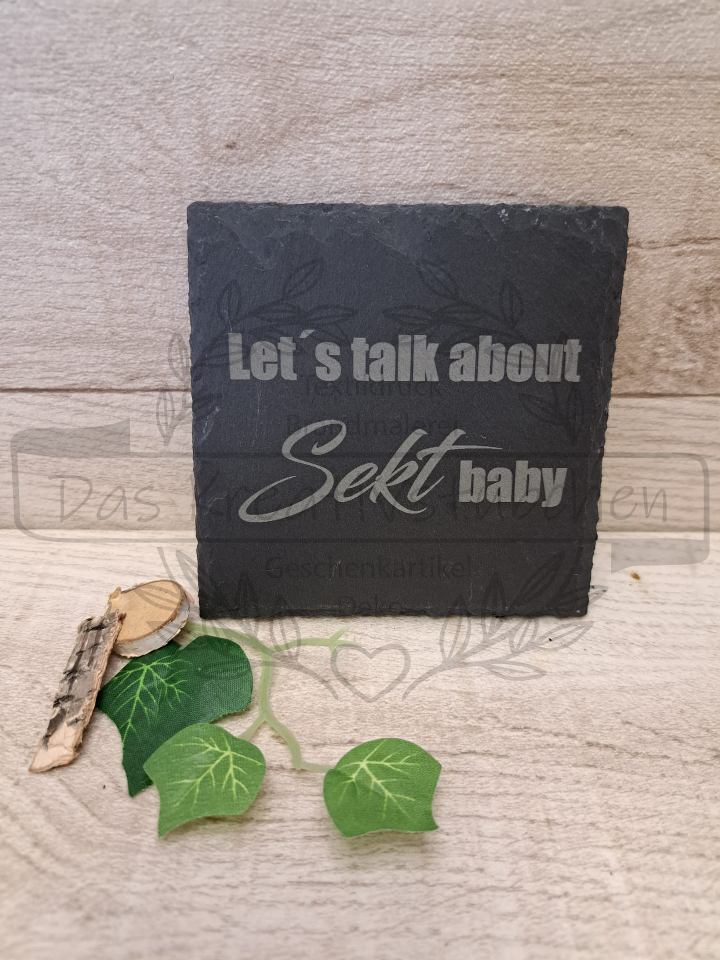 Schieferuntersetzer "Let´s talk about Sekt"
