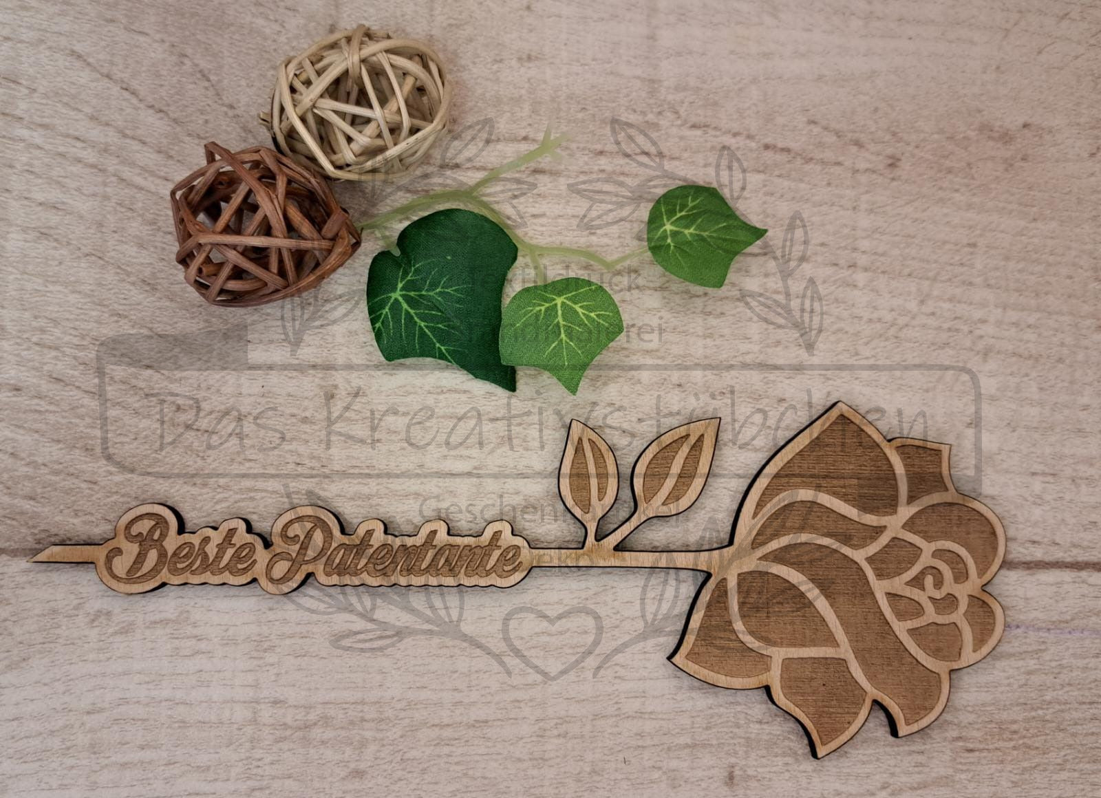Holz Rose "Beste Patentante" – Das Kreativstübchen Holz Rose "Beste Patentante" – Das Kreativstübchen